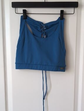 Gymshark Blue Lace-Back Swim Bikini Top